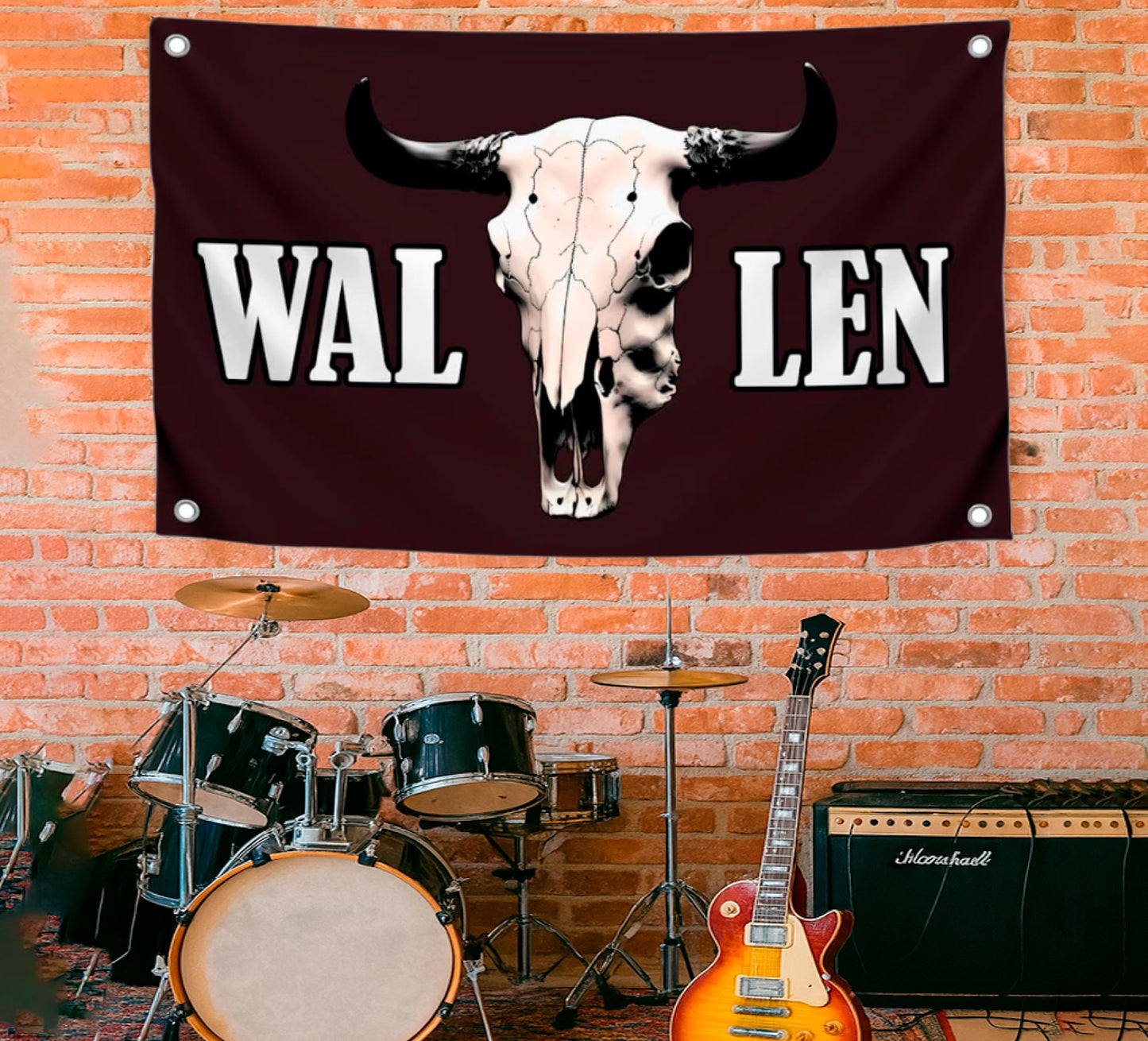 3x5 Ft American Singer Polyester Flag with Four Brass Grommets - Aesthetic Album Covers Wall Music Posters for Bedroom - Bull Skull Tapestry Funny Meme Garage for Men - Western Banner for Yard Party