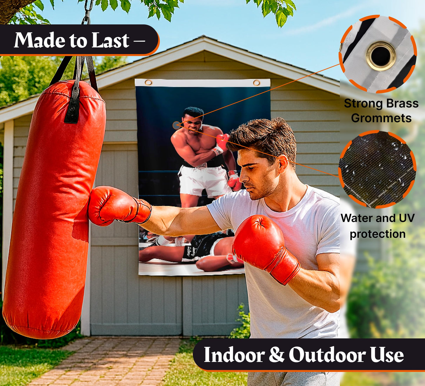 3x5 Feet Muhammad Motivational Workout Polyester Banner with 2 Grommets - Boxing Home Gym Single Sided Flag - Wall Hanging Tapestry Bodybuilding - Ali Home Décor Wallpaper - Funny College Dorm Flag