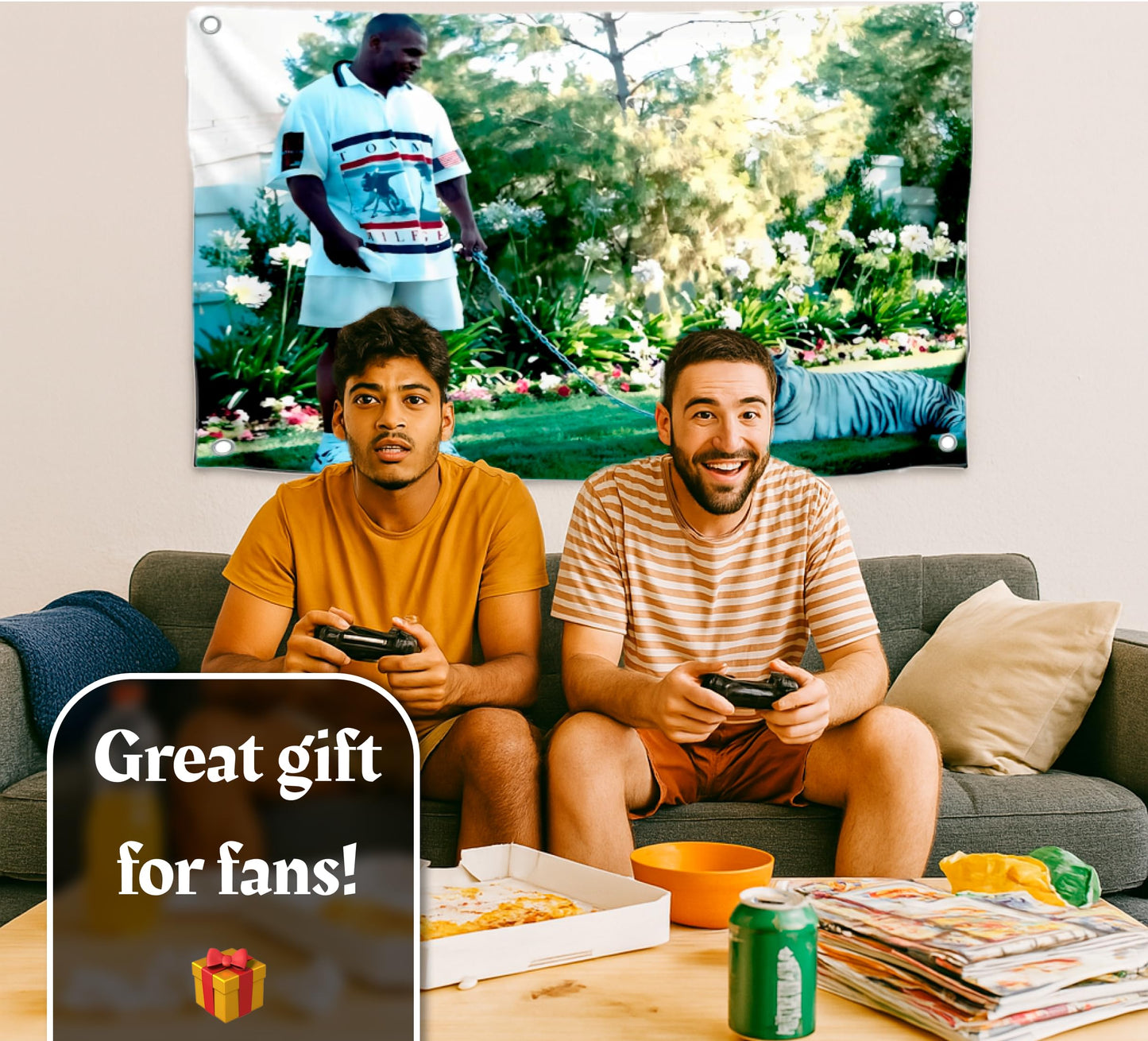 Banner Flag 3×4 FT, Boxer with Tiger Art, 4 Grommets