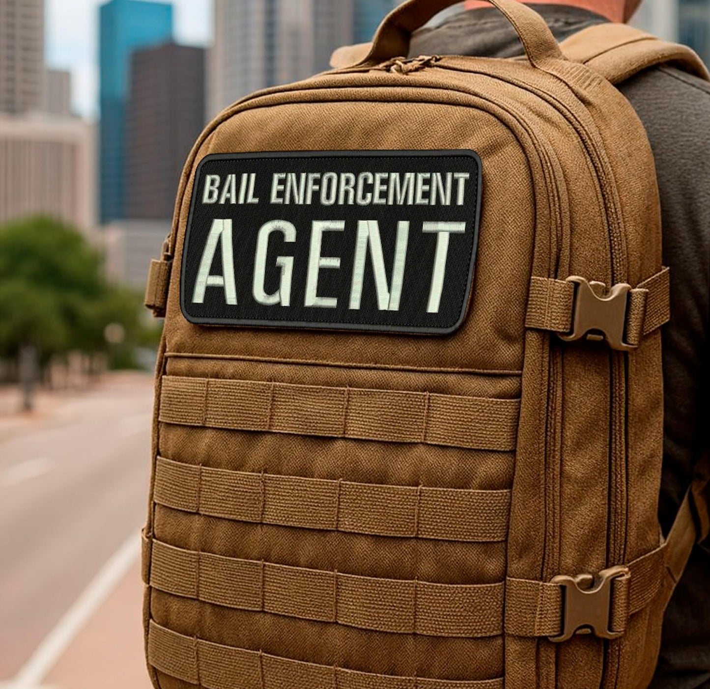 Set of 2 Bail Patches for Enforcement Agent 4x10 and 2x5 Inches - Black and Silver Patch with Hook On Back - Quality Embroidery Patches for Jacket Hat Backpack - Tactical Accessory for Uniforms