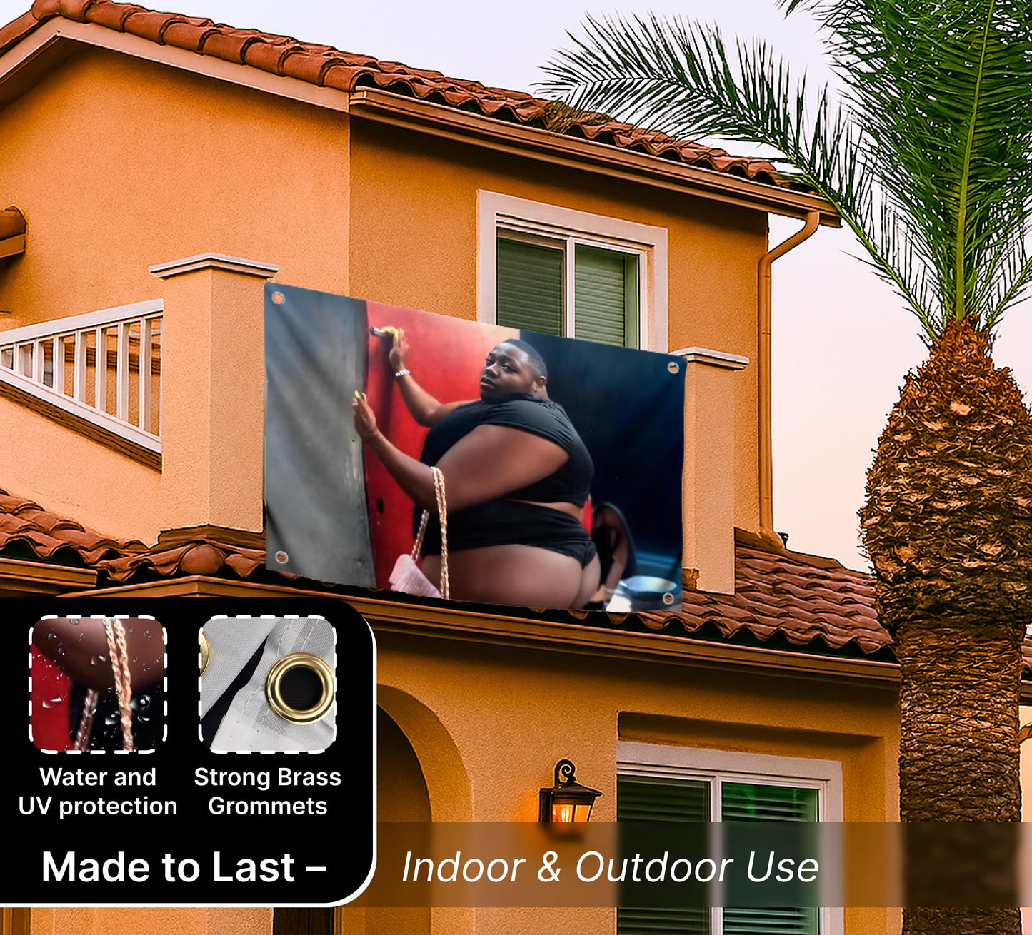 3x5 Feet Funny Black Man in Tight Underwear with Four Brass Grommets - Tapestry Funny Polyester Flag for College Party Indoor and Outdoor Decoration - Cool Meme Flags for Decor Boys Room