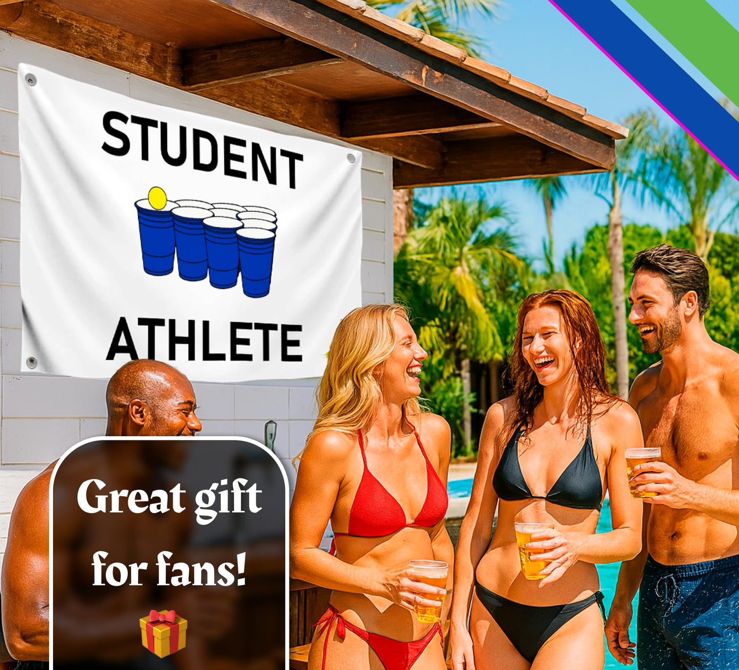 3x5 Feet Student Athlete College Polyester Flag - Dorm Room Banner Indoor and Outdoor with 4 Grommets - College Dorm Room Frat Wall Outdoor Hanging Single Sided Flags - Funny Poster and Cool Tapestry