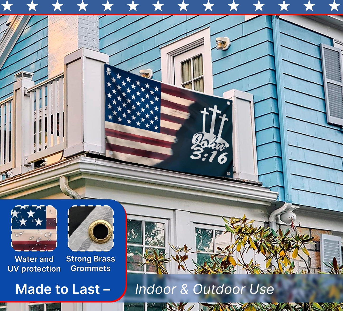 3x5 Ft Jesus American Flags Polyester John 3 16 with Two Brass Grommets - Faith Over Fear House Yard Decor Banner - Christian Jesus Easter Outdoor or Indoor Flag - Jesus Americane Flag for 4th of July