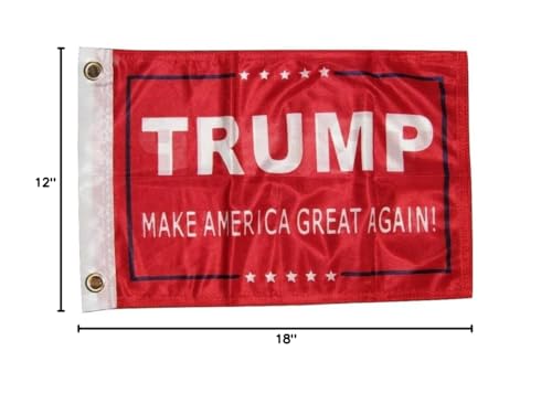 AES 12x18 President Trump Make America Great Red 2ply Double Sided 12"x18" Flag House Banner Brass Grommets Fade Resistant Double Stitched Premium Quality Polyester Nylon