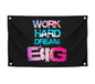 3x5 Feet Black Motivation Quoted Polyester Flag "Work Hard Dream Big" with Four Brass Grommets - Large Motivational Quote Wall Flag for Home Gym Decor - Banner Room Decor Aesthetic for Ofiice