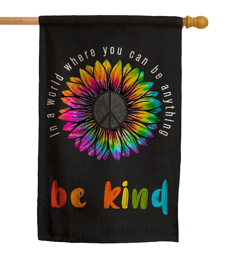 12x18 Inches In A World Where You Can Be Anything Be Kind Garden Polyester Flag - Double Sided Peace Outdoor Floral Mini Yard Flag - House Flags Farmhouse Sign For Home Garden Yard Decoration