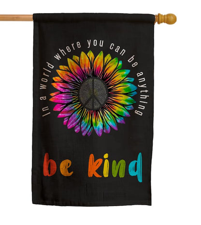 12x18 Inches In A World Where You Can Be Anything Be Kind Garden Polyester Flag - Double Sided Peace Outdoor Floral Mini Yard Flag - House Flags Farmhouse Sign For Home Garden Yard Decoration