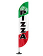 12x2.5 Feet Tall Feather Flags "Pizza" - Single Sided Food Themed Feather Banners - Tall Italy Advertising Flag for Outdoor Garden - Pizza Flags with Polyester - Flagpole is Not Included