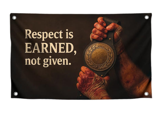3x5 Feet Flags with Motivational Quote ''Respect is Earned, Not Given.'' with Four Brass Grommets - Single Sided Wall Banner for College Dorm - Polyester Strong Tapestries Cool Decor for Sports Games