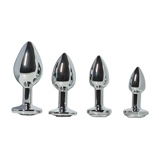 Set of 4 Anal Plug Beginner - Anal Butt Plug Sex Toys with Crystal Diamond - Anal Plugs Sex Toy Training Kit - Butt Sex Adult Toy for G Spot Beginner