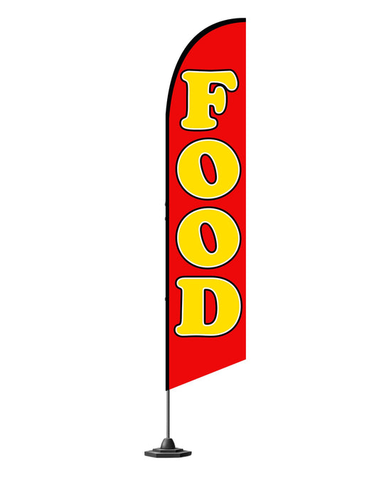 12x2.5 Feet Tall Feather Flags "Food" - Feather Flag Decorations for Business Advertising - Polyester Flag Banner for Storefronts - Special Tapestry and Food Themed Flags - Flagpole is Not Included