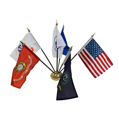 Set of 6 Military Branch Armed Forces Service Miniature Flag - 10X15 CM American Flag Banners for Desk Set - Polyester Small Mini Military Stick Flags - Party Events Celebration Decorations Supplies