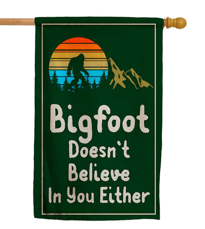 12x18 Inches Bigfoot Doesn't Believe In You Either Polyester Flags - Vertical Double Sided Camping Trailer RV Yard Decorations - Funny Camper Garden Flags - Seasonal Large Outside Yard Flags