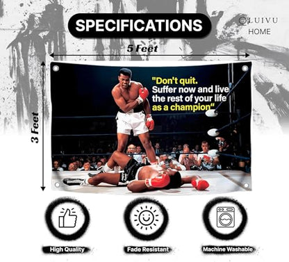 3x5 Ft Sports Polyester Muhammad Flag with Four Grommets - Ali Banners, Cool Inspirational Funny Poster Durable Decorations Wall Motivational Quote Flag for Indoor and Outdoor - Mohammed Posters Guys