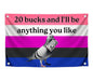 3x5 Feet Genderfluid Pigeon Pride Polyester Flag with Four Brass Grommets - Quote Multicolor Flag "20 Bucks and I'll Be Anything You Like" with Four Brass Grommets - American Money Banner for Home