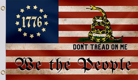 3x5 Feet Liberty American Flag with Two Brass Grommets - Polyester 1776 We The People Flags for Garden Outside - Single Sided American Stars and Strips Banner - Political Flags for Wall Decoration