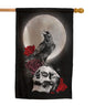 12x18 Inches Skull Triple Moon Flag - Double Sided Rose Galaxy Halloween Crow Wicca Garden - Welcome Party Outdoor Outside Decorations - Picks Home House Garden Yard Gothic Decor
