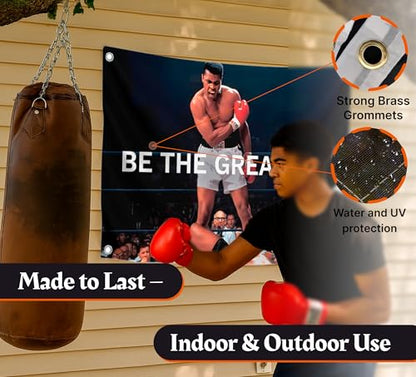 Be the Greatest Flag - Motivational Gym Flag 3x5 Feet with Four Brass Grommets - Home Wall Posters for Guys and Man - Muhammad Ali Cool Motivation Banners Decorations Outdoors or Indoors for Boys