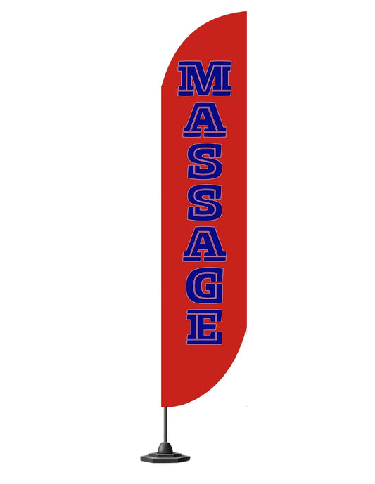 12x2.5 Feet Red Tall Feather Polyester Flags "Massage" - Tall Advertising Flags for Outdoor Business and Events Promotion - Single Sided Feathers Banners Massage Themed - Flagpole is Not Included