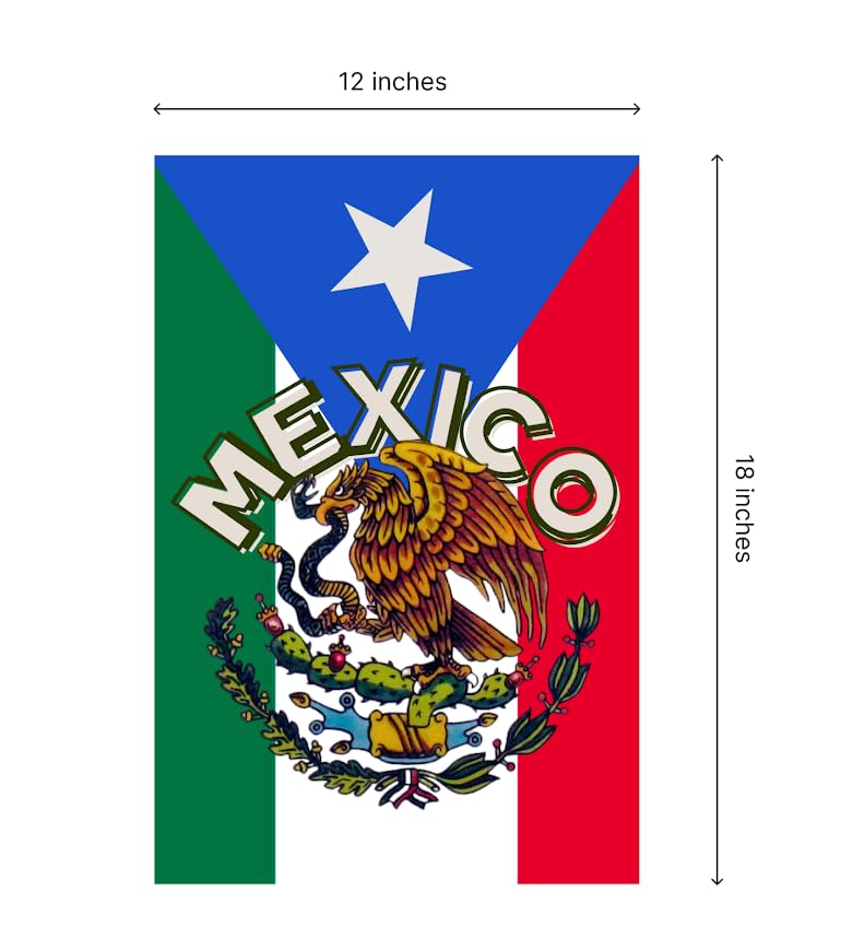 12x18 Inches Mexirican Puerto Rico Polyester Flag - Farmhouse Decorations Mailbox Decor Welcome Double Sided Flags - MX Mexicans Patriotic Eagle Flags - Mexico National Country Flags