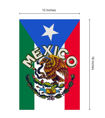 12x18 Inches Mexirican Puerto Rico Polyester Flag - Farmhouse Decorations Mailbox Decor Welcome Double Sided Flags - MX Mexicans Patriotic Eagle Flags - Mexico National Country Flags