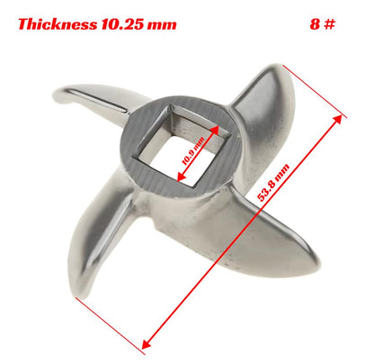 Stainless Steel Silver Meat Grinder Blade #8 – Knife Cutter Replacement for Grinders – Food Chopper Machine Parts – Mincer Cutting Plate Spare Part