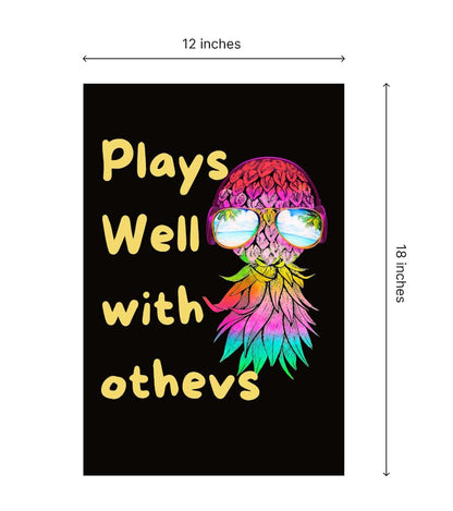 12x18 Inches Plays Well with Others Polyester Flag - Upside Down Pineapple Garden Flag - Double Sided Seasonal Porch Decorations Banner - Funny House for Garden Yard Party Indoor and Outdoor Flags