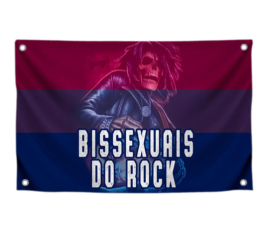 3x5 Feet Tapestry Flag Bissexuals Do Rock with Four Brass Grommets - Polyester Skeleton Musical Banners Can Be Used Indoor or Outdoor - Funny LGBT College Dorm Flags for Girls