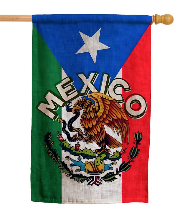 12x18 Inches Mexirican Puerto Rico Polyester Flag - Farmhouse Decorations Mailbox Decor Welcome Double Sided Flags - MX Mexicans Patriotic Eagle Flags - Mexico National Country Flags