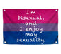 3x5 Feet LGBT Quoted Flag "I'm Bisexual and I Enjoy My Sexuality" with Four Brass Grommets - Tapestry Wall Flags for Decor College Room Guys - Polyester LGBT Banner for Decoration Student Bedroom