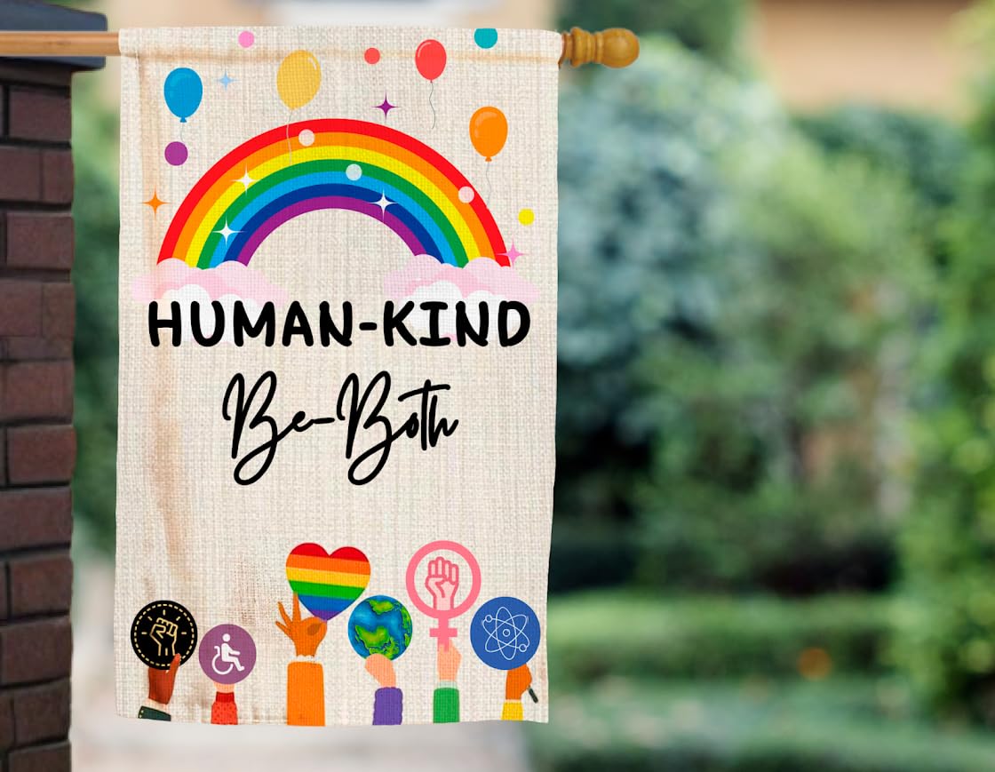 12x18 Inches Human Kind Be Both Polyester Flags - Double Sided Welcome Garden Flag Yard Outdoor Farmhouse Decorations - Be Kind Flag Gift for Families Friends - Indigenous People Garden Flag for Yard