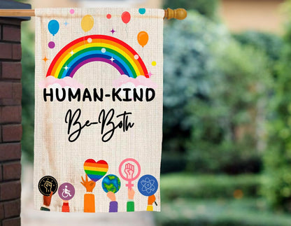 12x18 Inches Human Kind Be Both Polyester Flags - Double Sided Welcome Garden Flag Yard Outdoor Farmhouse Decorations - Be Kind Flag Gift for Families Friends - Indigenous People Garden Flag for Yard