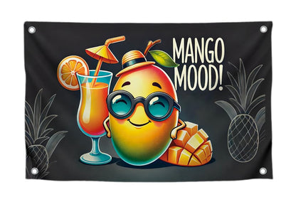 3x5 Feet Single Sided Flag with 4 Brass Grommets - Tropical Mango Mood PolyesterFlags with Cocktail - Cool Bannner for Summer Party - Funny Fruit Cocktails Design - Fun Flag for Summer Celebrations