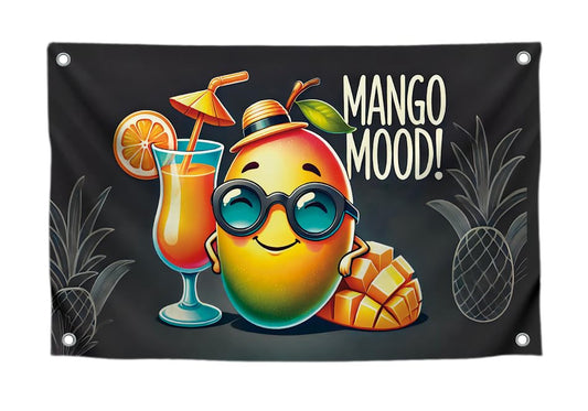 3x5 Feet Single Sided Flag with 4 Brass Grommets - Tropical Mango Mood PolyesterFlags with Cocktail - Cool Bannner for Summer Party - Funny Fruit Cocktails Design - Fun Flag for Summer Celebrations