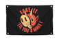 3x5 Feet Funny Quoted Flag "Fake It Til You Make It" with 4 Brass Grommets - Black Polyester Banner with the Image of a Bizarre Mask - Funny Meme Wall Decorations - Quote Flag for Outdoor or Indoor
