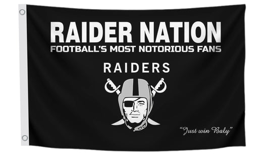 3x5 Feet Raiders Nation Single Sided Flag with 2 Brass Grommets - Polyester Banner for Garage Man Cave Wall Decoration - Raiders Nation USA American