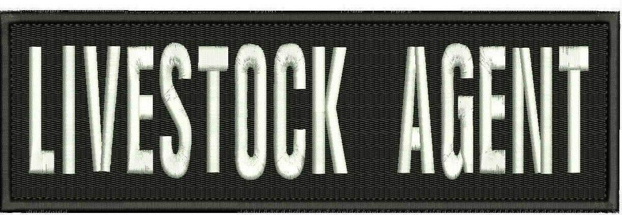 Livestock Agent Embroidery Patches 3x10 Hook on Back Black and White