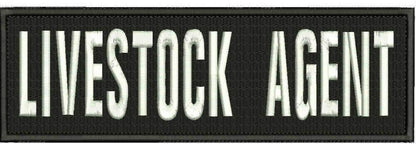 Livestock Agent Embroidery Patches 3x10 Hook on Back Black and White