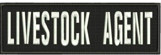 Livestock Agent Embroidery Patches 3x10 Hook on Back Black and White