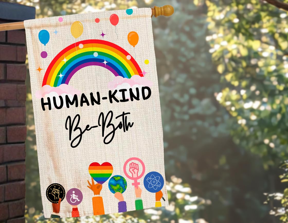 12x18 Inches Human Kind Be Both Polyester Flags - Double Sided Welcome Garden Flag Yard Outdoor Farmhouse Decorations - Be Kind Flag Gift for Families Friends - Indigenous People Garden Flag for Yard