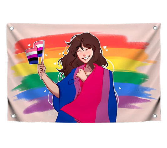 3x5 Feet LGBT Multicolor People Flag with Four Brass Grommets - Funny Cool Wall Flags for Decor College Dorm Room Guys - Tapestry Banner for Student Bedroom and Man Cave - Polyester Flag with Women