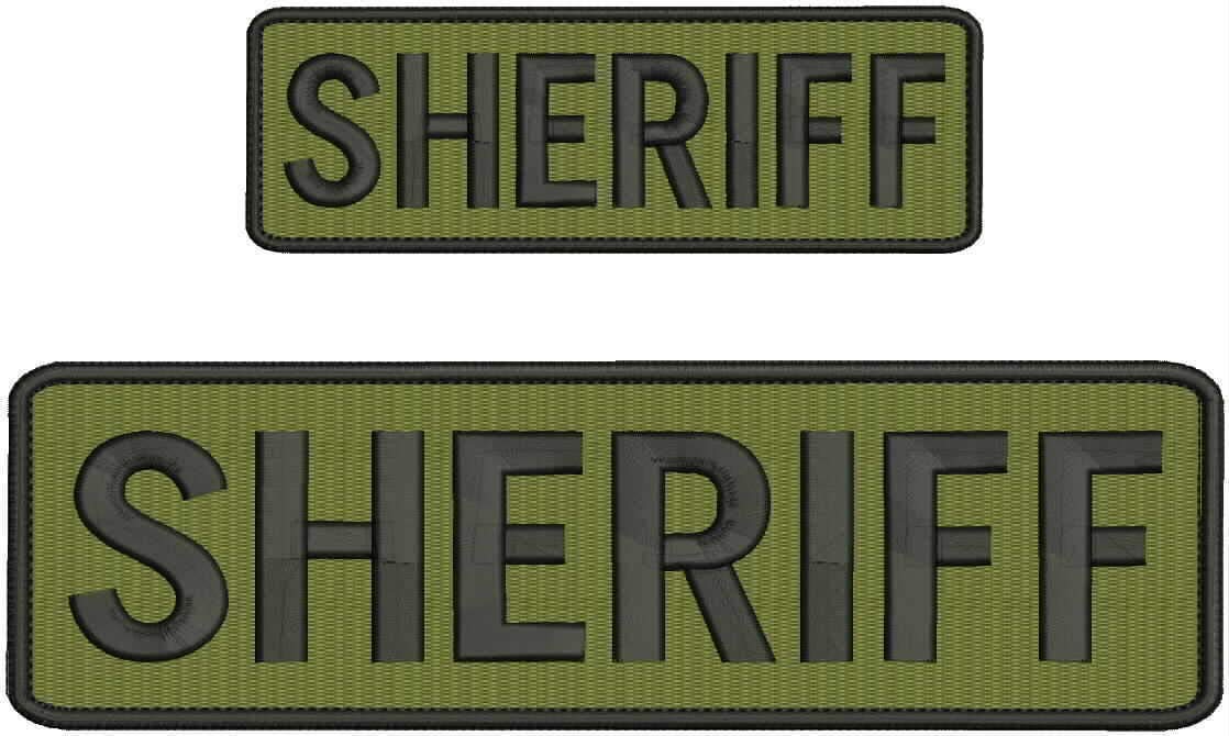 PLESIU KCHEX Sheriff Embroidery Patch 3X8 and 2X6 INCHES Hook OD Green