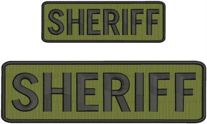 PLESIU KCHEX Sheriff Embroidery Patch 3X8 and 2X6 INCHES Hook OD Green