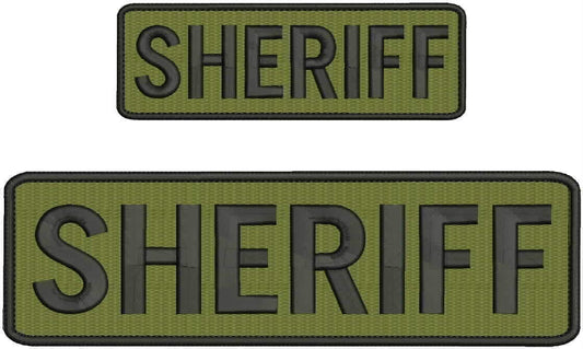 PLESIU KCHEX Sheriff Embroidery Patch 3X8 and 2X6 INCHES Hook OD Green