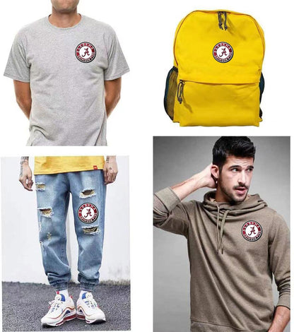 5Pcs Iron On Sew On Patch for Alabama Crimson Tide Embroidered Decoration Patches for Jeans Jacket Clothing Handbag Shoes Caps (2.4'')