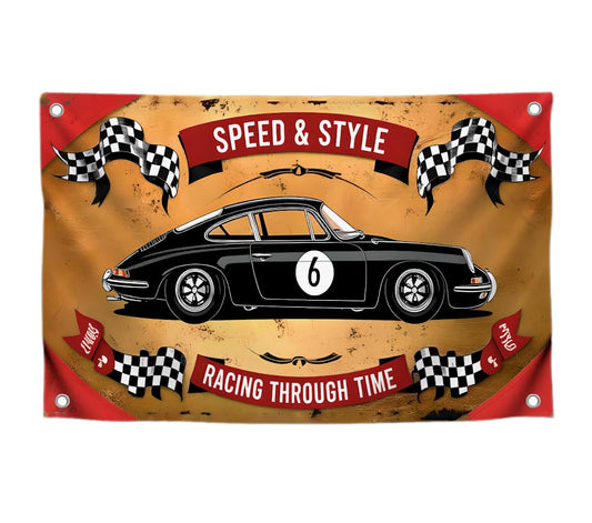 3x5 Feet Black Racing Car Polyester Flag