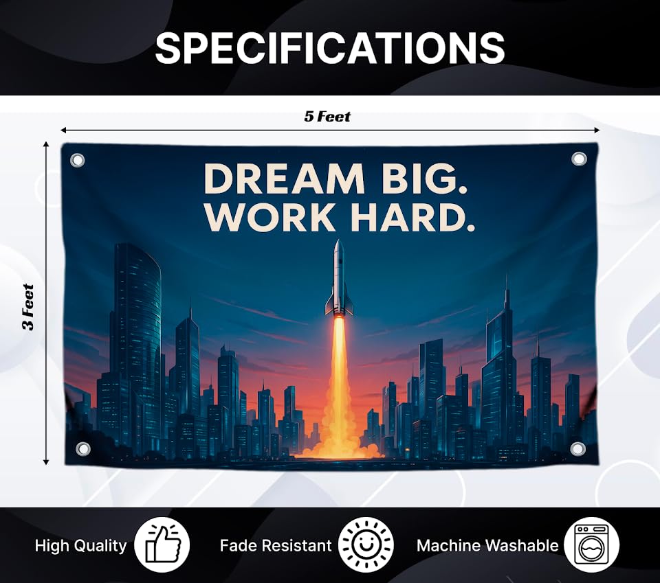 3x5 Feet Motivational Flag Rocket with Quote
