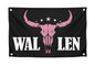 3x5 Ft American Music Polyester Flag with 4 Grommets - Western Pink Bull Skull Single Sided Banners - Man Cave Wall Flag for College Dorm Room - Funny