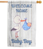 12x18 Inches Double Sided Welcome Home Baby Boy Garden Polyester Flags - Baby Shower Birth Announcement Family Party - Outdoor Decor Banner - Gender Reveal Party - Newborn Gender Reveal Pink Stork