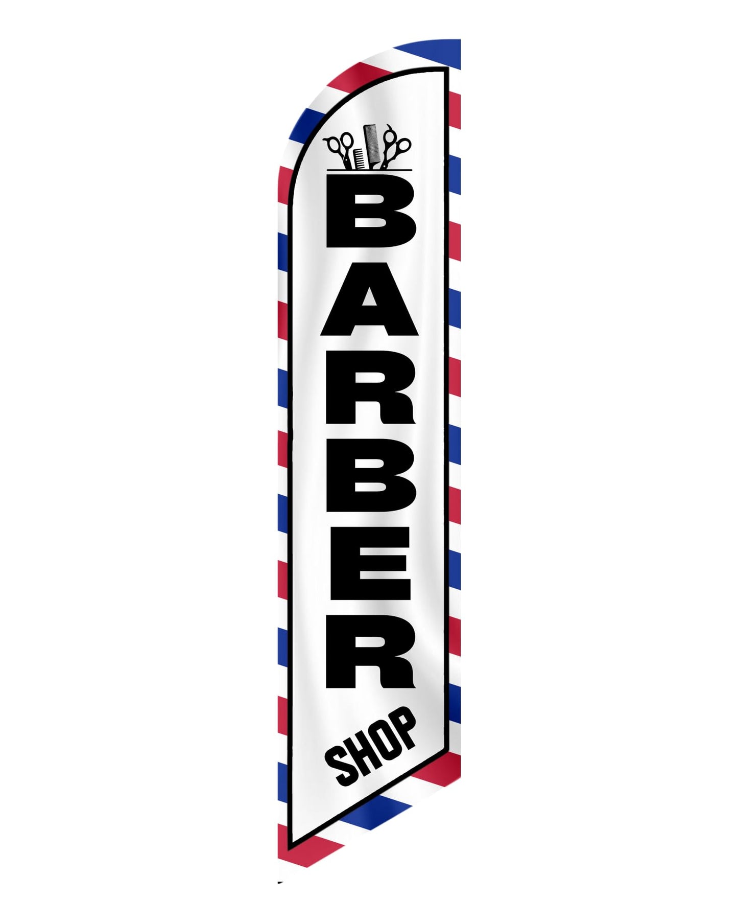 12x2.5 Feet Tall Feather Flags "Barber Shop" - Advertising Replacement Feather Banner - Single Sided Feathers Banners Barber Themed - Advertising Flag with Polyester - Flagpole is Not Included